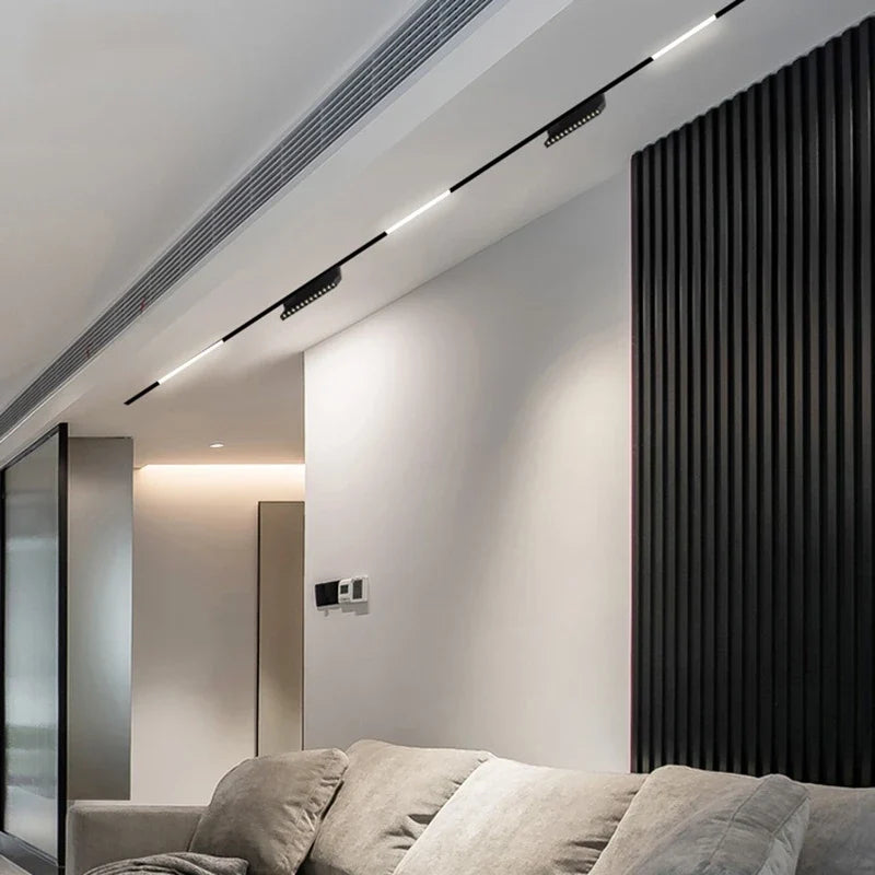 New Magnetic Track Light – Dimmable 48V LED Ceiling Lamp with Remote Control & No Main Light Design Spotlight