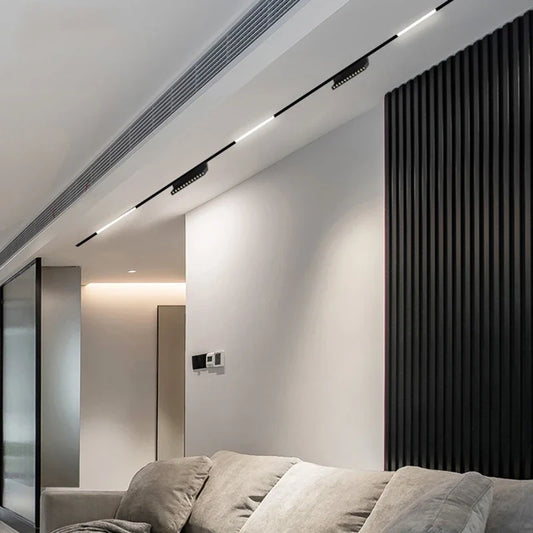 New Magnetic Track Light – Dimmable 48V LED Ceiling Lamp with Remote Control & No Main Light Design Spotlight