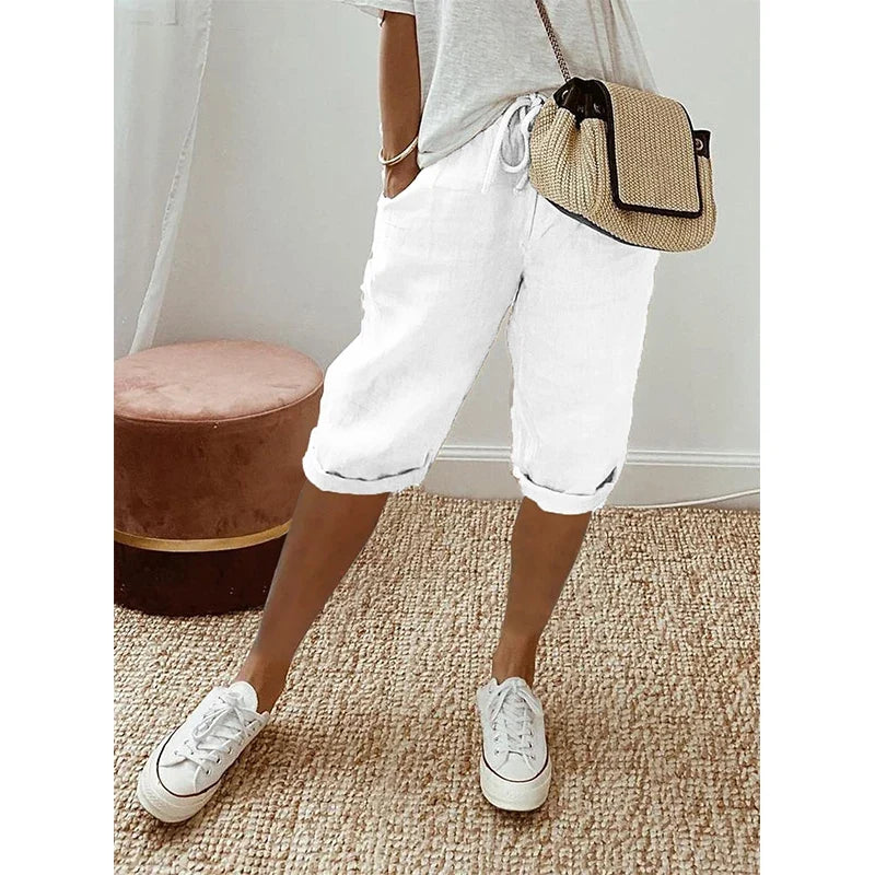 Women's Cotton Linen Wide Leg Pants - Vintage Lace Up High Waist Casual Streetwear Trousers