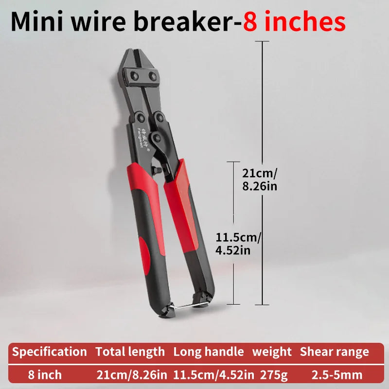 Mini Bolt Cutter Chrome Vanadium Steel - Sharp Wire & Bar Cutting Tool with Labor-Saving Handle