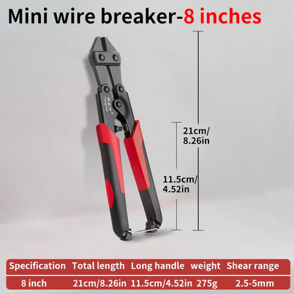 Mini Bolt Cutter Chrome Vanadium Steel - Sharp Wire & Bar Cutting Tool with Labor-Saving Handle