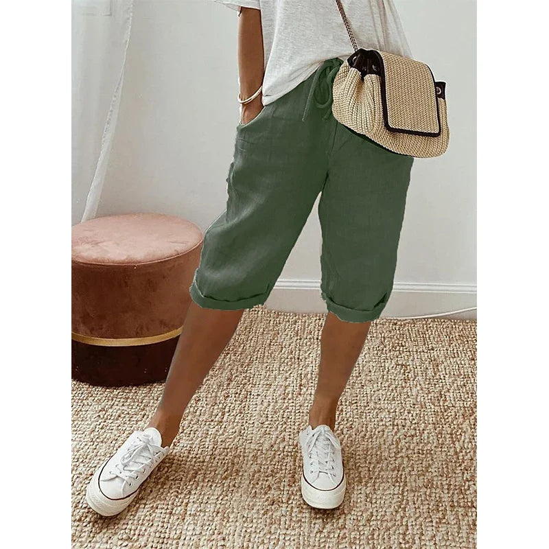 Women's Cotton Linen Wide Leg Pants - Vintage Lace Up High Waist Casual Streetwear Trousers