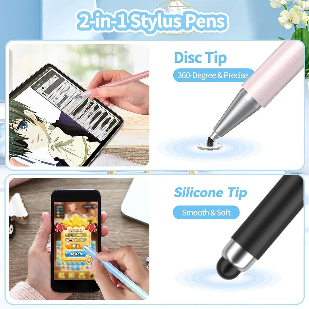 2-in-1 Universal Stylus Pen - Touch Screen Pencil for iPad, iPhone, Android & Tablets