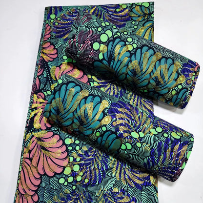 Grand Super Ankara Wax Fabric - Original 100% Cotton Glitter Batik Pagne 6 Yards Nigerian Party Dress Sewing Material