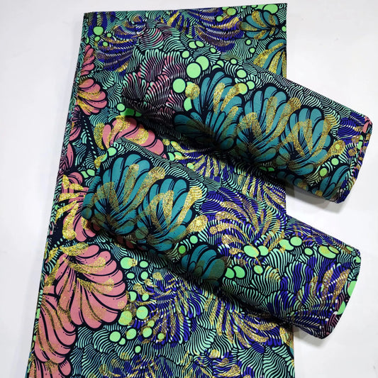 Grand Super Ankara Wax Fabric - Original 100% Cotton Glitter Batik Pagne 6 Yards Nigerian Party Dress Sewing Material