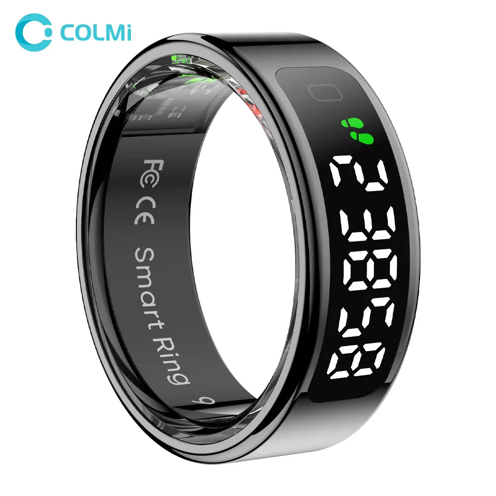 2025 COLMI R12 Smart Ring – Touch Display, Wireless Charging, Health Tracker, 5 ATM Waterproof for Men & Women