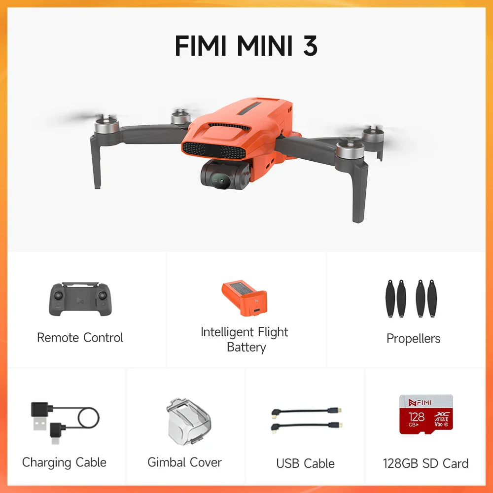 FIMI MINI 3 Drone 4K 60fps AI Smart Tracking – 9km Range 3-Axis Gimbal Ultralight 249g Mini Pro Drone