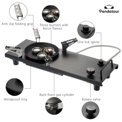 Pandatour IGT Folding Camping Gas Stove - One-Click Ignition High-Power Portable Table Burner