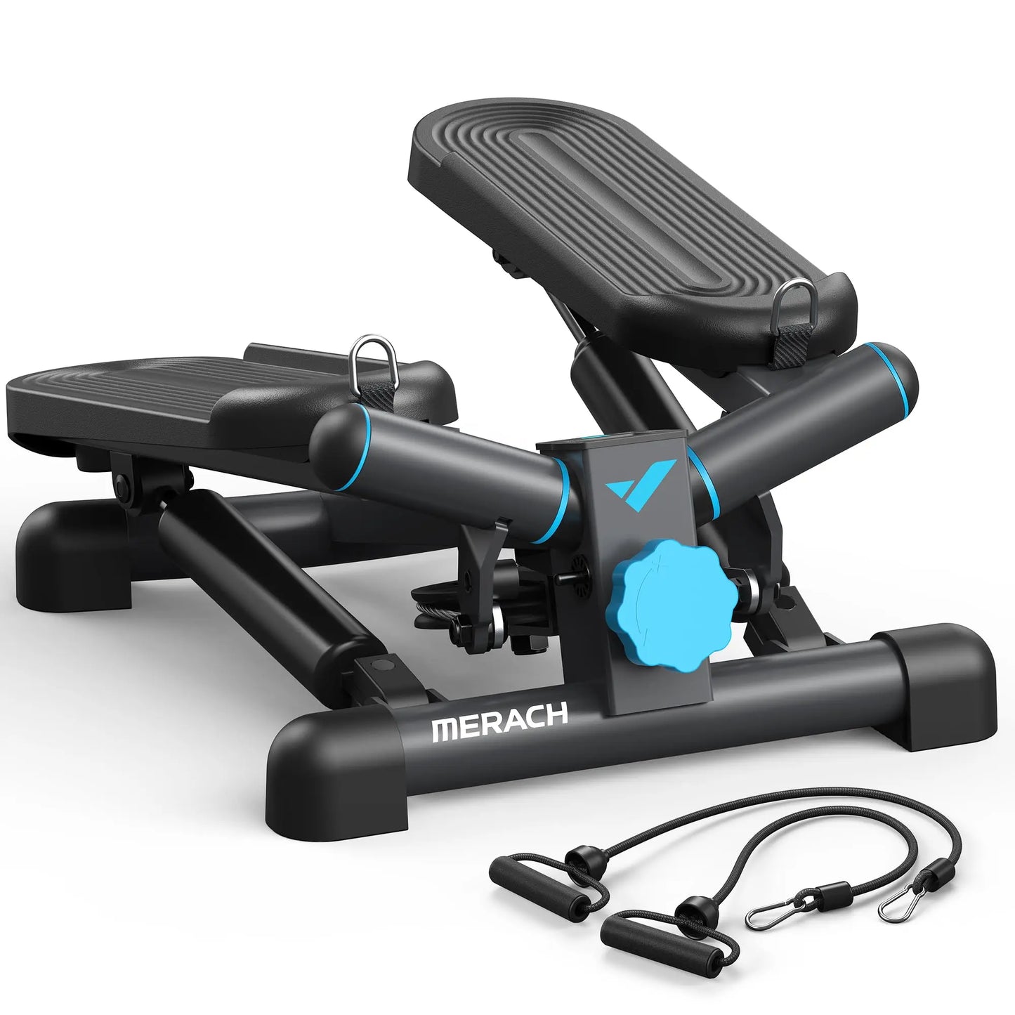 MERACH Mini Stepper with Resistance Bands — 330lbs Capacity Fitness Stepper for Home Exercise & Twisting Workouts