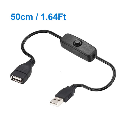 USB Male to Female Extension Cable with On/Off Switch for Dash Cam, LED Lamp, Fan & LED Strips