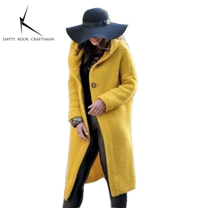 New Autumn/Winter Cashmere Cardigan – Women's Loose Long Sleeve Sweater, Solid Color Knitted & Thickened Top