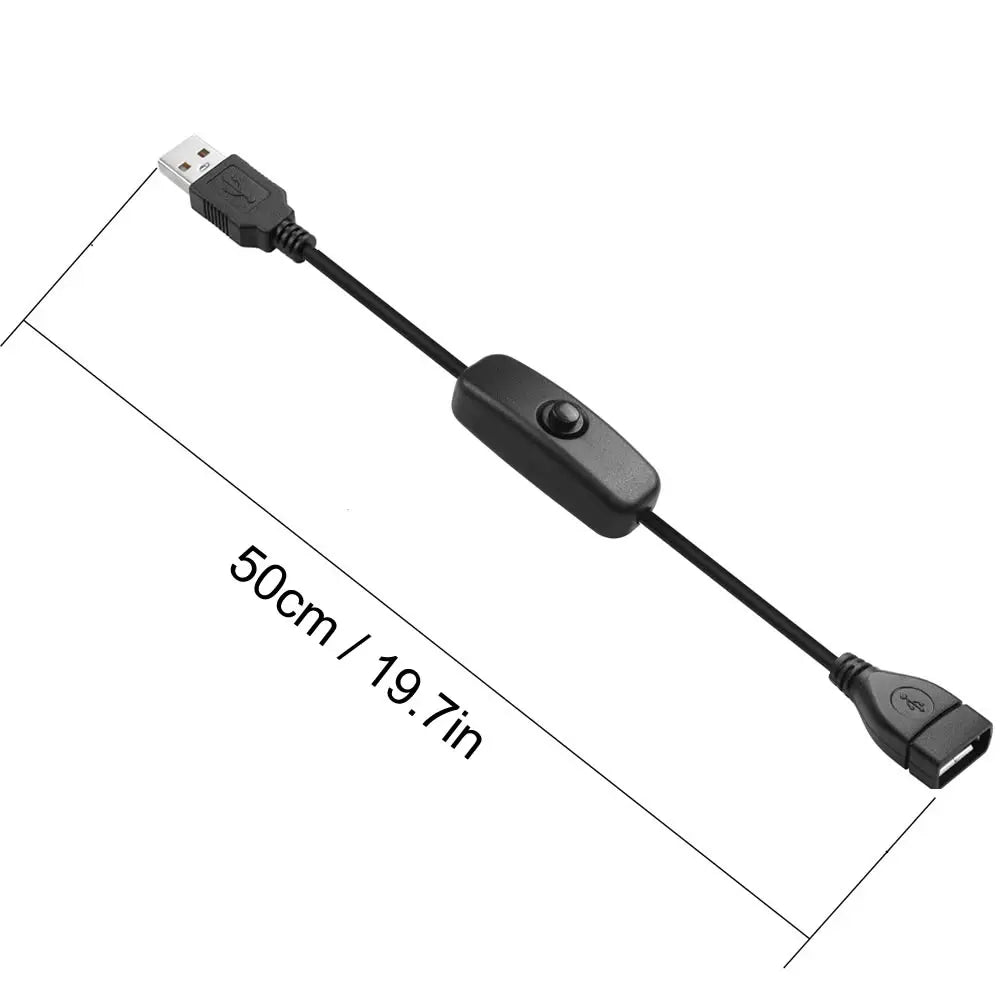USB Male to Female Extension Cable with On/Off Switch for Dash Cam, LED Lamp, Fan & LED Strips