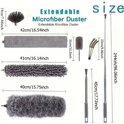 Microfiber Duster with 113.39in Telescopic Pole - Reusable High Ceiling Cleaner for Fans & Spider Web Removal