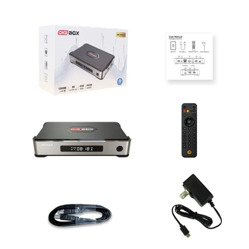 Genuine DIGIBOX D6 MAX Android TV Box — Upgraded from D3 Plus, EVPAD 11P Function, Japan & USA Version