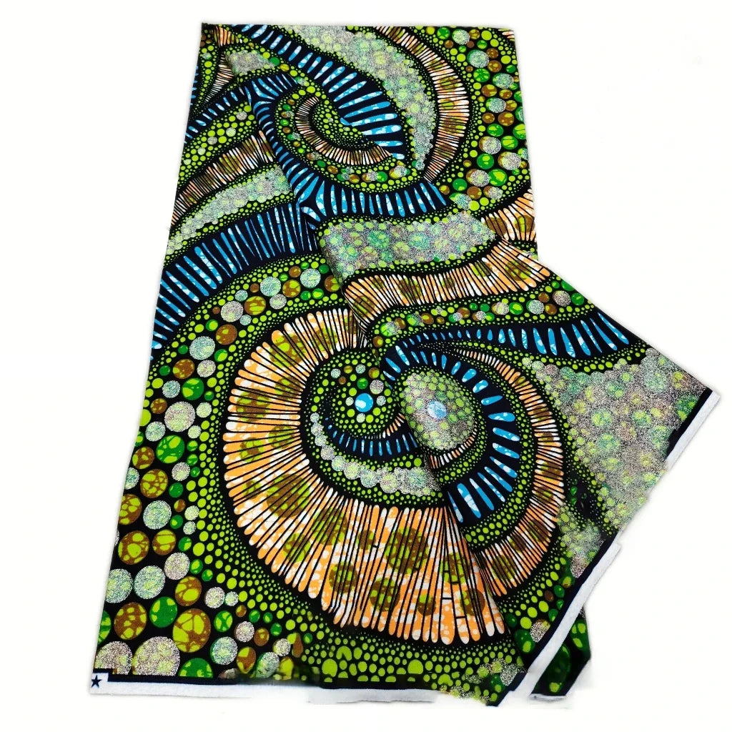 Grand Super Ankara Wax Fabric - Original 100% Cotton Glitter Batik Pagne 6 Yards Nigerian Party Dress Sewing Material