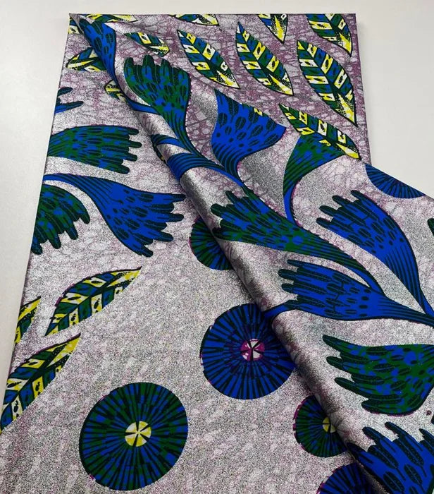 Grand Super Ankara Wax Fabric - Original 100% Cotton Glitter Batik Pagne 6 Yards Nigerian Party Dress Sewing Material