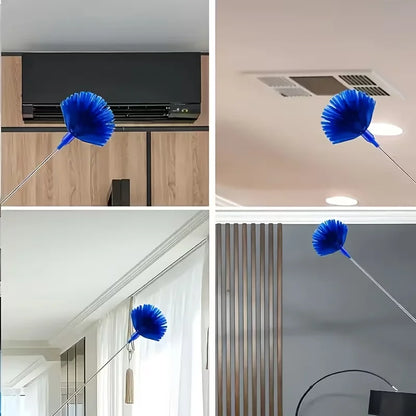 Extendable Spider Web Duster - Retractable Stainless Steel Pole Cleaning Brush for Indoor & Outdoor Use