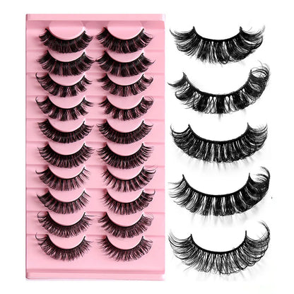 2/10 Pairs 3D Mink Russian Strip False Eyelashes – Dramatic Fake Lash Extensions for Makeup