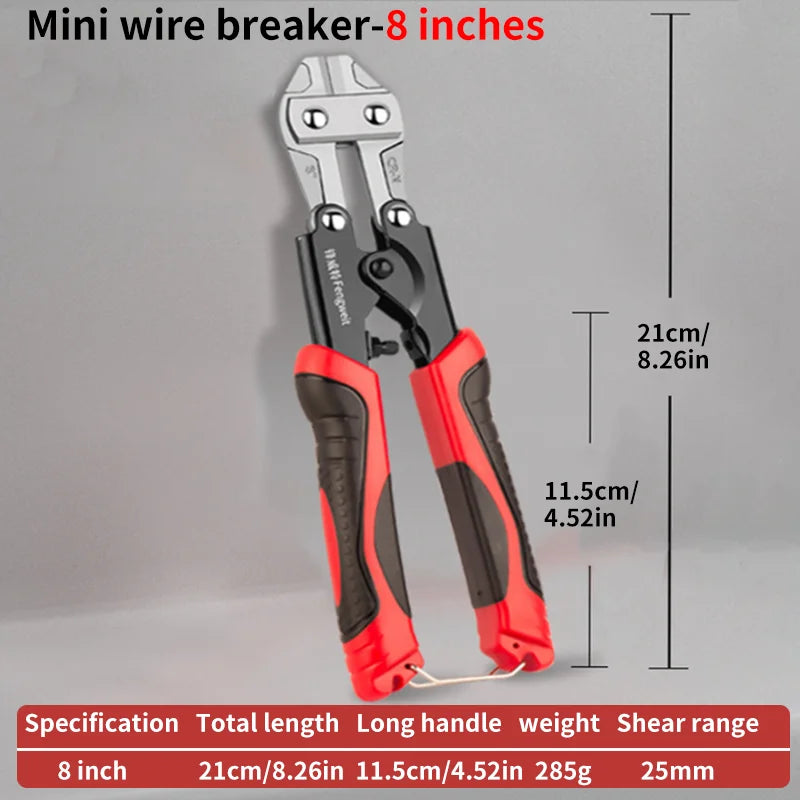 Mini Bolt Cutter Chrome Vanadium Steel - Sharp Wire & Bar Cutting Tool with Labor-Saving Handle