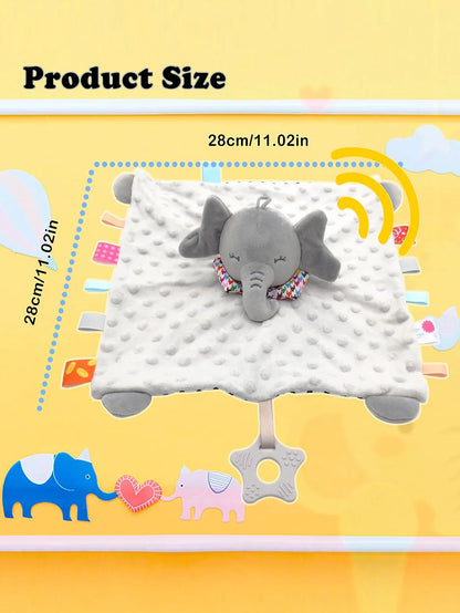 Elephant Baby Comforter Blanket – Soft Soothing Towel with Rattle, Animal Toy for Toddler Sleep and Reassurance