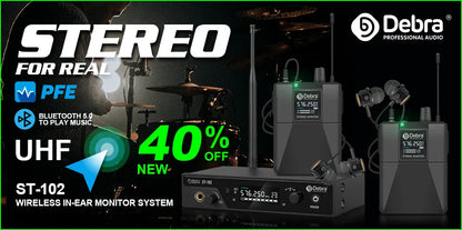 Debra Portable UHF IEM Wireless In-Ear Monitor System – Rechargeable Audio Mini for Music, Live Broadcast & Audio Monitoring