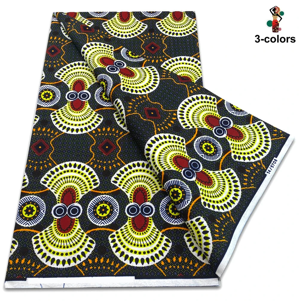 African Real Wax Print Fabric - 100% Cotton Soft Ankara Pagne Material for Dresses