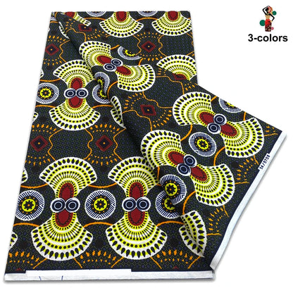 African Real Wax Print Fabric - 100% Cotton Soft Ankara Pagne Material for Dresses