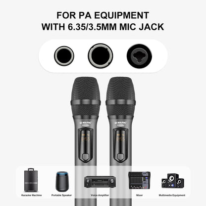 G-MARK X220U Wireless Microphone - UHF Karaoke Mic With Rechargeable Battery Receiver For Speakers & 5 Hour Performance Use