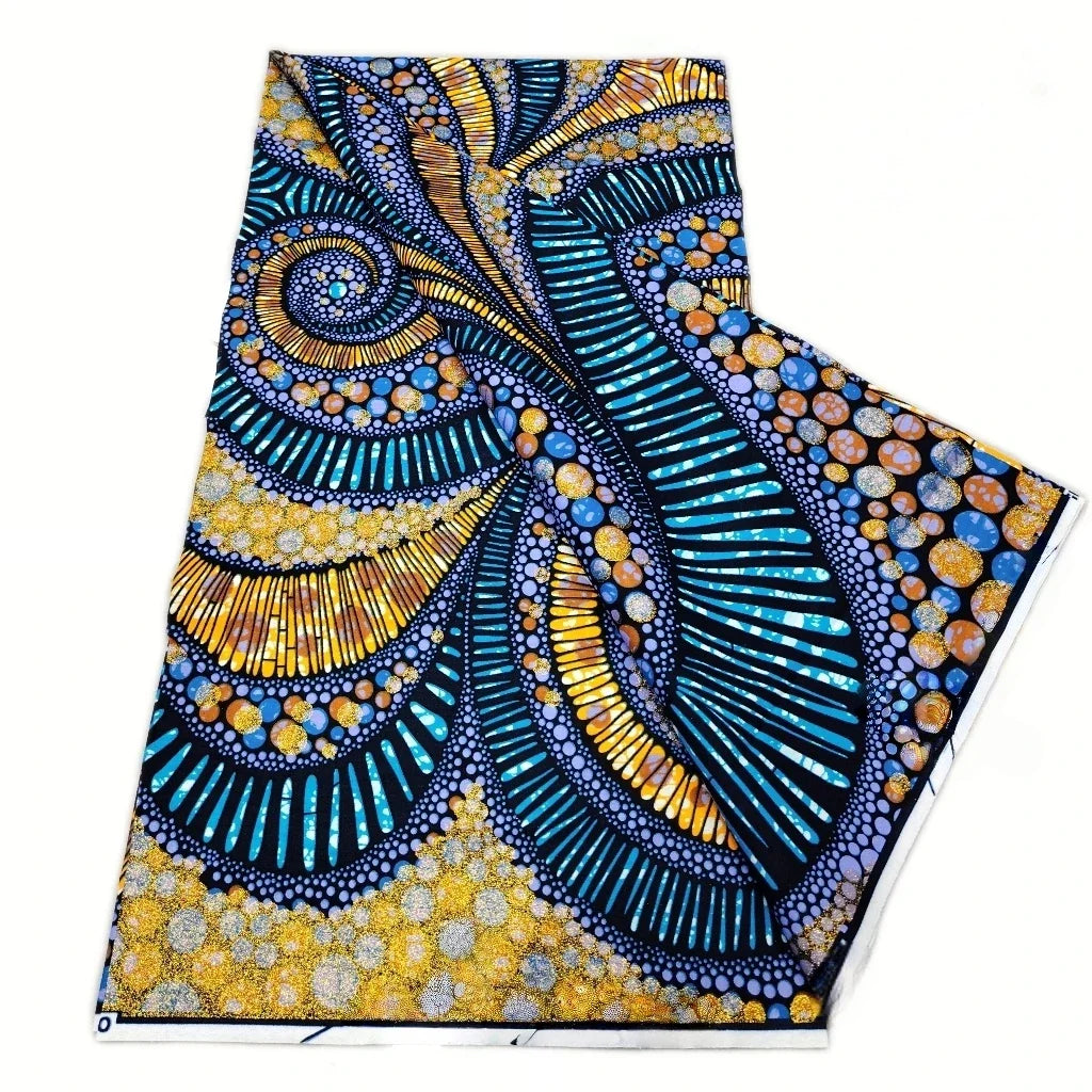 Grand Super Ankara Wax Fabric - Original 100% Cotton Glitter Batik Pagne 6 Yards Nigerian Party Dress Sewing Material
