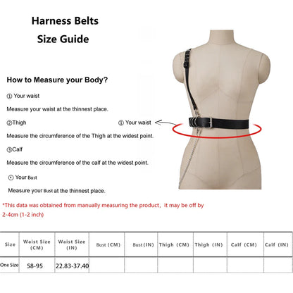 Women’s Punk Chain Belt – Adjustable Street Style Gothic Harness Strap Fashion Accessory