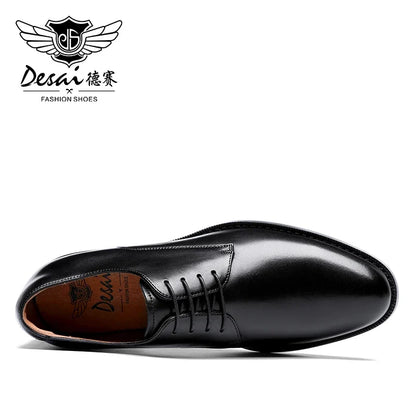Men’s Full Grain Leather Derby Shoes - Minimalist Formal Business Lace-Up Dress Shoes
