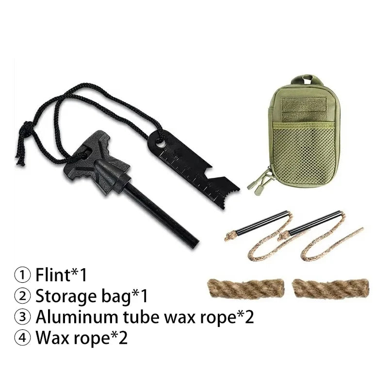 Portable Magnesium Fire Starter - Flint Lighter with Wooden Handle Outdoor Survival Camping EDC Emergency Tool
