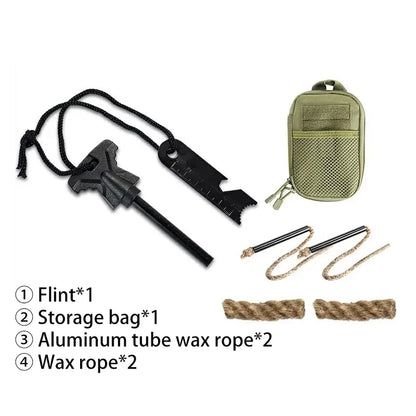 Portable Magnesium Fire Starter - Flint Lighter with Wooden Handle Outdoor Survival Camping EDC Emergency Tool