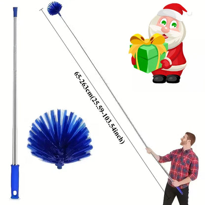 Extendable Spider Web Duster - Retractable Stainless Steel Pole Cleaning Brush for Indoor & Outdoor Use