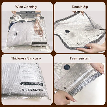 Rechargeable Air Pump Travel Vacuum Storage Bags – Space Saver Compression Bags for Luggage & Suitcases