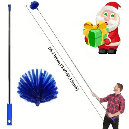 Extendable Spider Web Duster - Retractable Stainless Steel Pole Cleaning Brush for Indoor & Outdoor Use