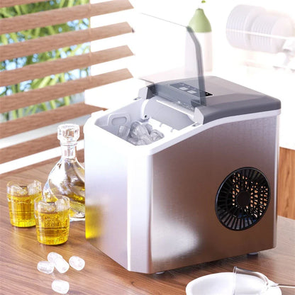 Portable Electric Ice Cube Maker - Automatic Bullet Round Ice Machine, 15kg/24H for Family, Bar, Coffee Shop, Kitchen, Office