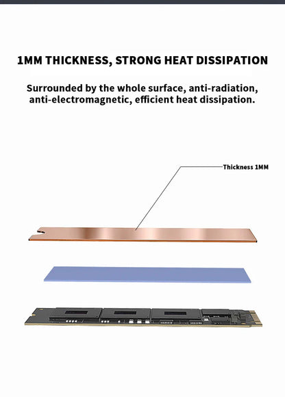 LDPCSJ M.2 NVME SSD Heatsink with Nano Thermal Pads - Copper Cooling for M2 2280 Laptop SSD