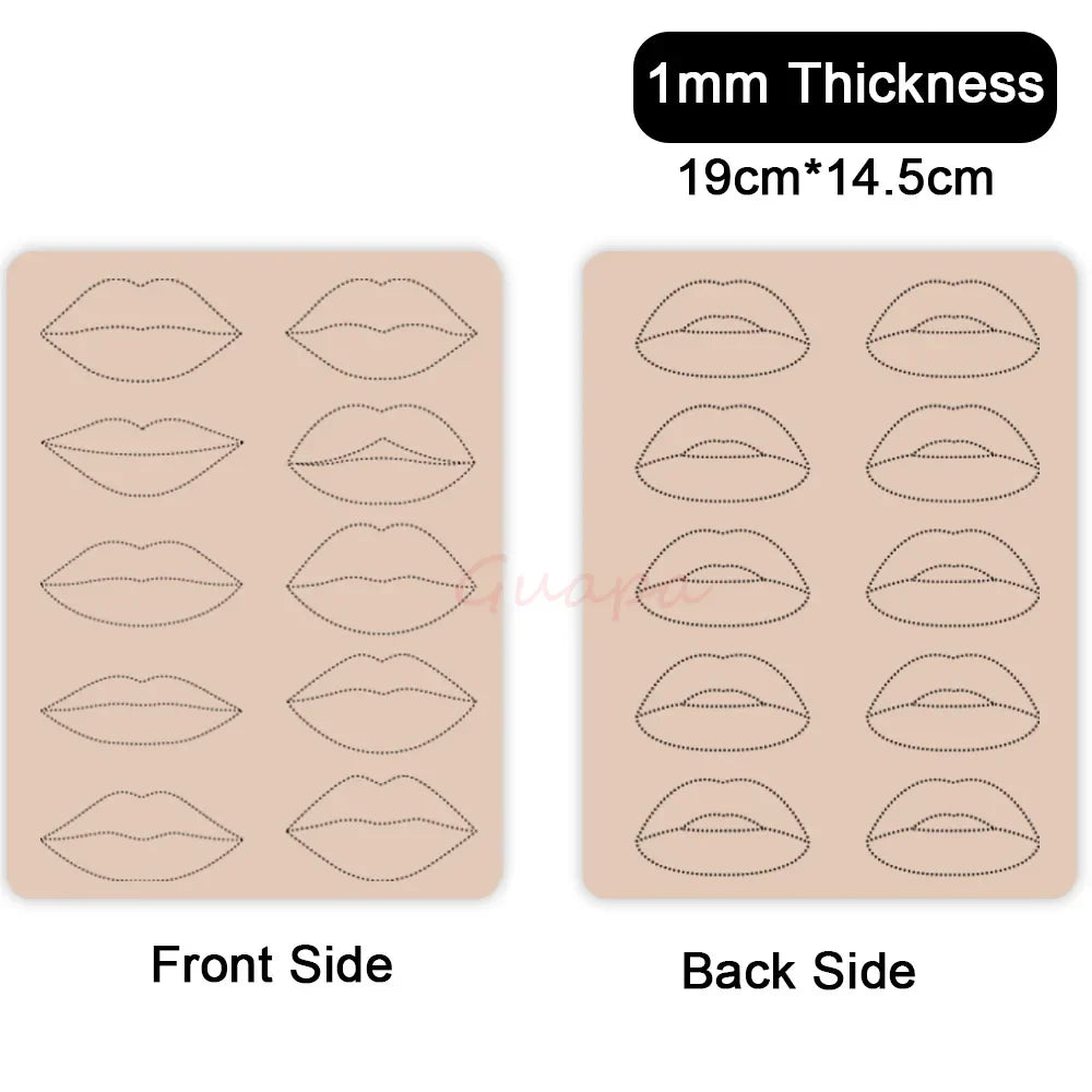 1mm Thick Double-Sided Lip Practice Skin — Microblading & PMU Stencil for Permanent Makeup Tattoo Artists