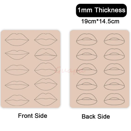 1mm Thick Double-Sided Lip Practice Skin — Microblading & PMU Stencil for Permanent Makeup Tattoo Artists