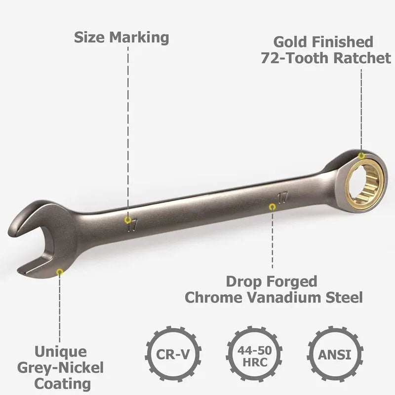 6-32mm Ratchet Combination Wrench - Dual-Use Universal Repair Tool for Car & Motorcycle Maintenance