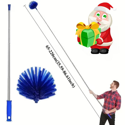 Extendable Spider Web Duster - Retractable Stainless Steel Pole Cleaning Brush for Indoor & Outdoor Use