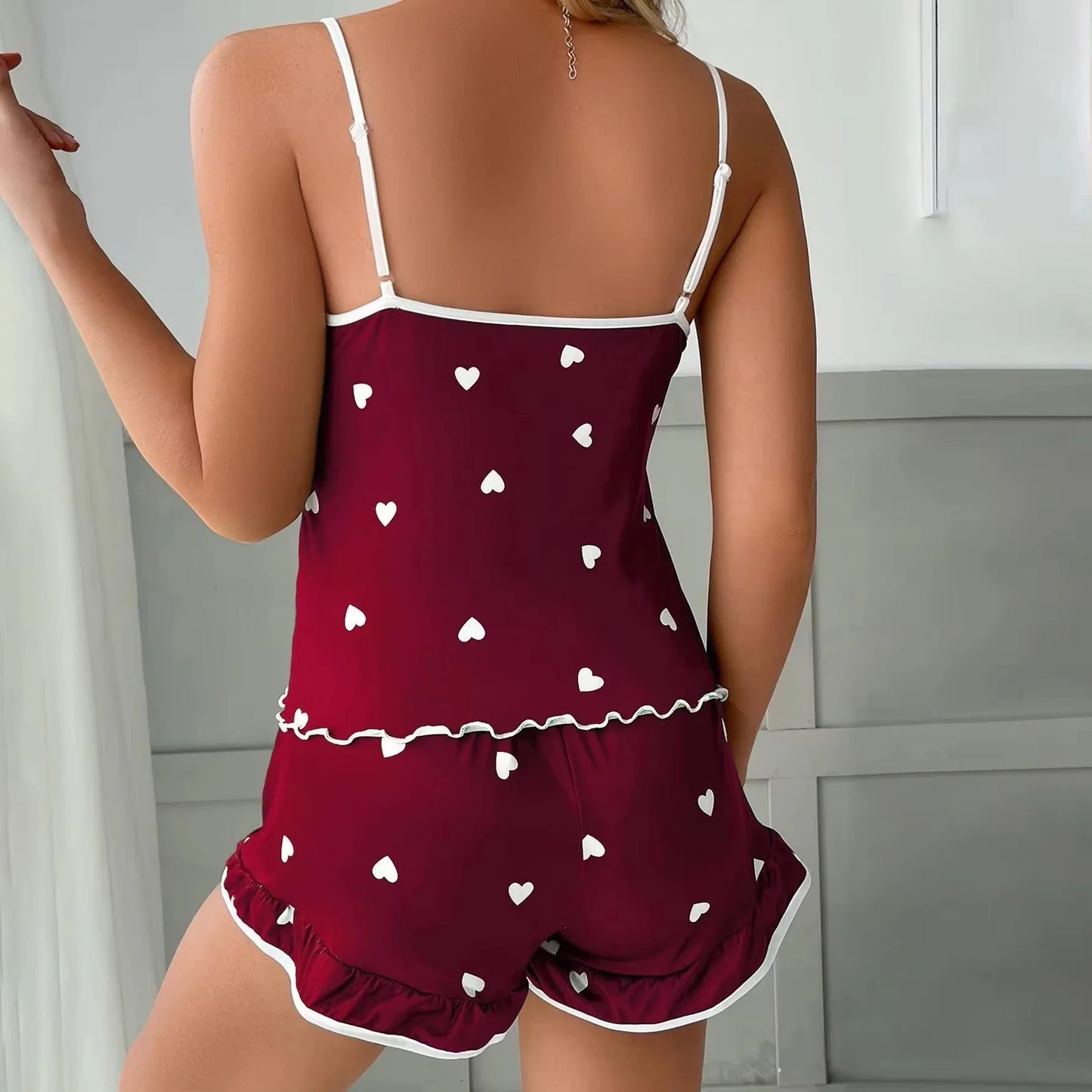 Women’s Summer Pajama Set - Soft Printed Vest Top & Shorts Casual Sleepwear Loungewear