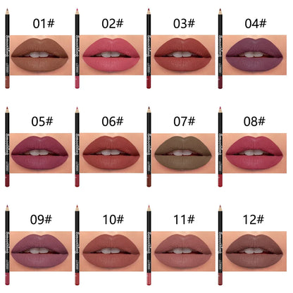 12pcs Long-Lasting Lipstick Set – Matte Lip Gloss & Lip Liner Pencil for Women, Valentine's Day Gift