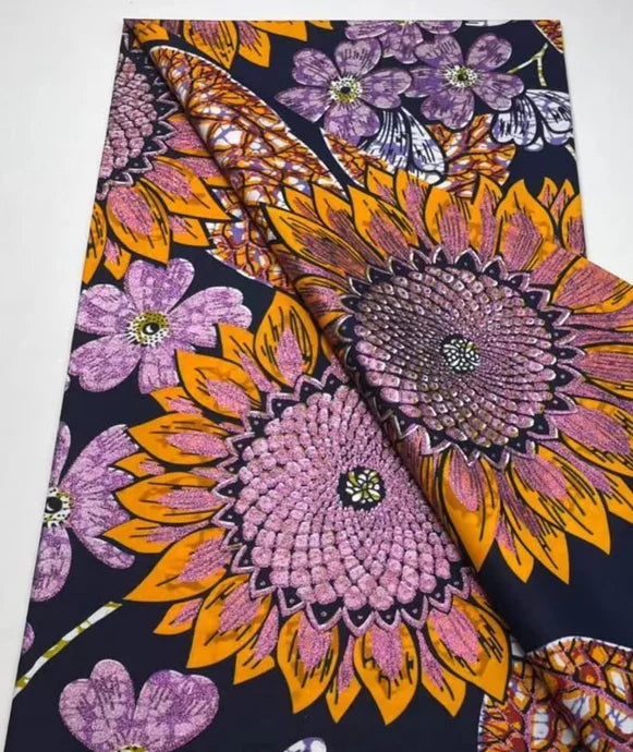 Grand Super Ankara Wax Fabric - Original 100% Cotton Glitter Batik Pagne 6 Yards Nigerian Party Dress Sewing Material