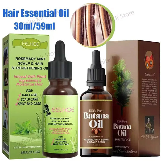 Batana Rosemary Mint Hair Oil - Biotin Scalp Strengthening Treatment for Dry Hair Split Ends and Nourishing Care