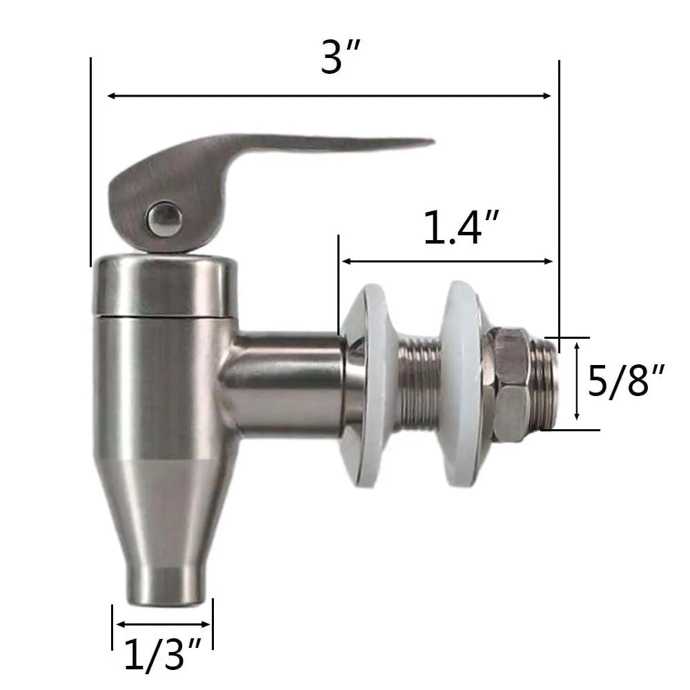 Stainless Steel Beverage Dispenser Spigot - Food Grade Replacement Push Faucet for Water & Drink Containers