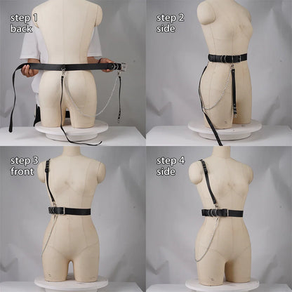 Women’s Punk Chain Belt – Adjustable Street Style Gothic Harness Strap Fashion Accessory