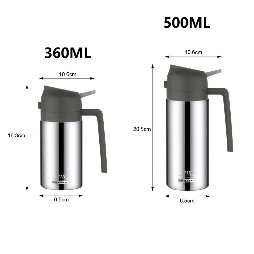 2-in-1 Oil Dispenser Bottle - Stainless Steel Cooking Oil Sprayer for Baking, Cooking & Portable Refillable Use