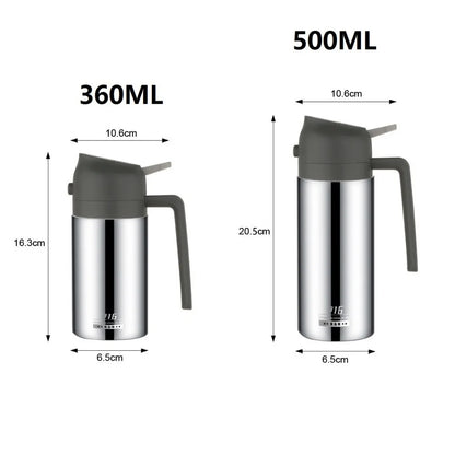 2-in-1 Oil Dispenser Bottle - Stainless Steel Cooking Oil Sprayer for Baking, Cooking & Portable Refillable Use